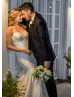 Strapless Sweetheart Ivory Satin Buttons Back Wedding Dress